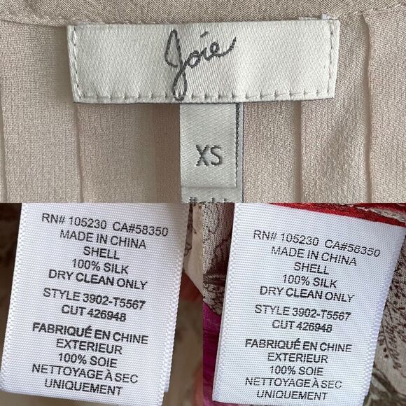 JOIE Silk Floral Print Blouse Blush Pink XS - Picture 10 of 10